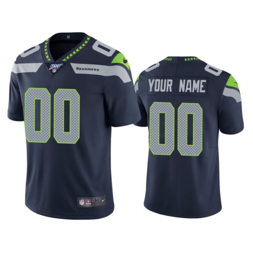 Men's Seattle Seahawks ACTIVE PLAYER Custom 100th Season Navy Vapor Untouchable Limited Stitched NFLJersey